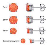 ADLIER  Fire Opal Earrings Pack 14K White Gold Plated Orange Red Opal Stud Earrings Set of 3 Pairs Hypoallergenic for Women with Sensitive Ears