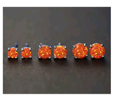 ADLIER  Fire Opal Earrings Pack 14K White Gold Plated Orange Red Opal Stud Earrings Set of 3 Pairs Hypoallergenic for Women with Sensitive Ears